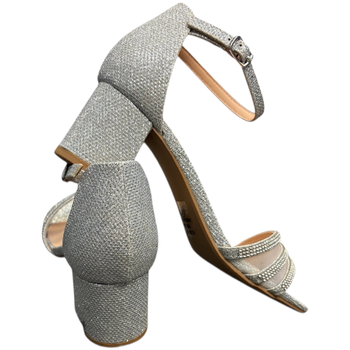 FD Silver Ankle Strap Dress Heel