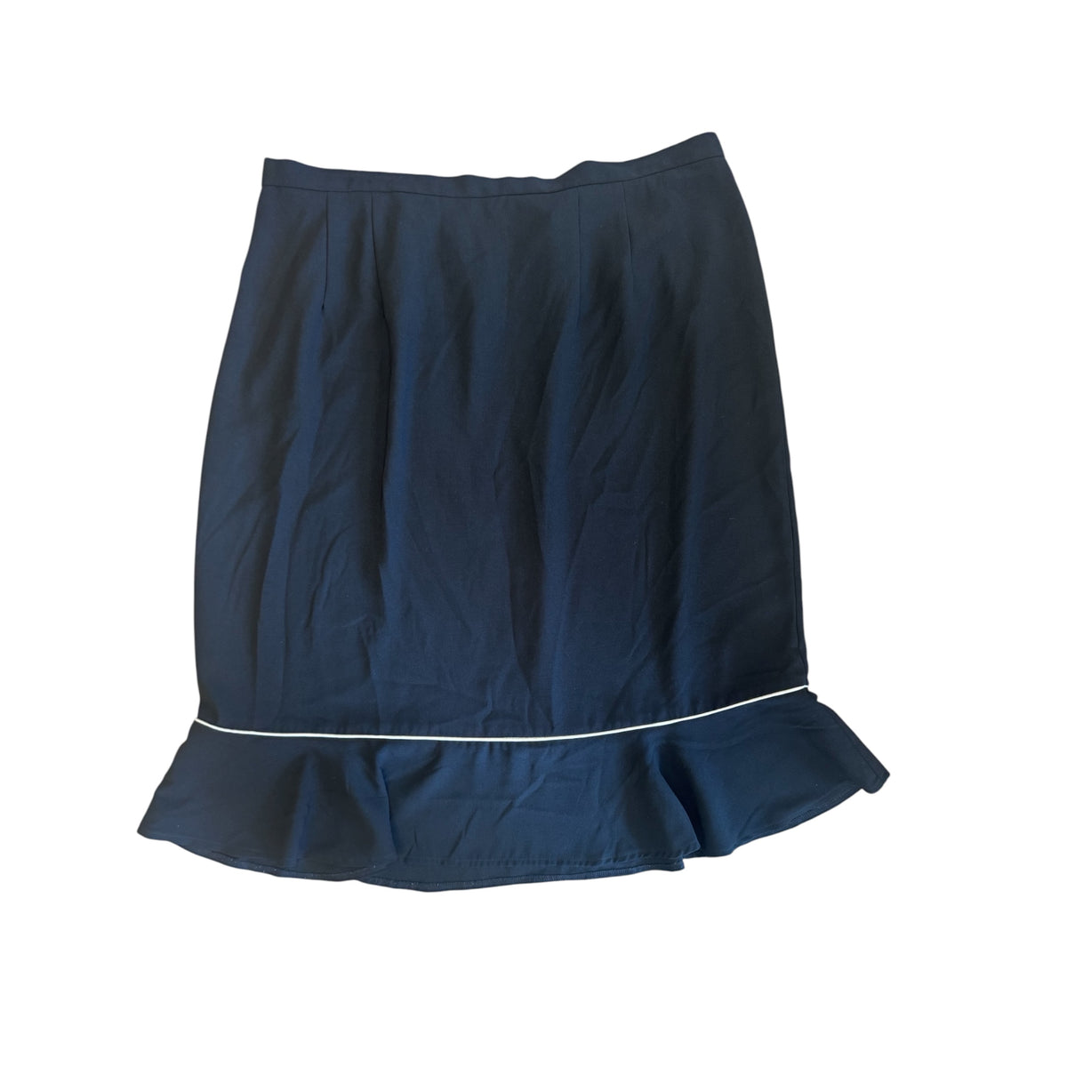 Black Knee Length Skirt With White Trim -RF