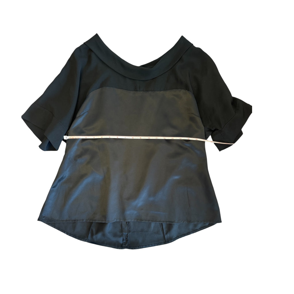 Worthington Black Satin Short Sleeve Blouse Size XL - RF