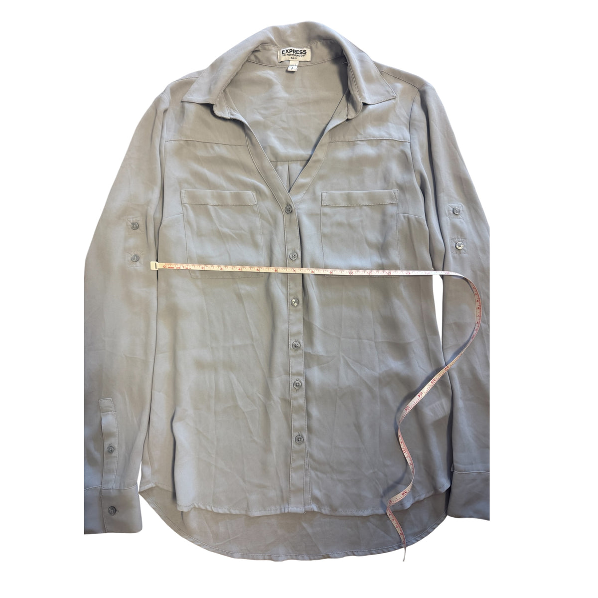 Express Light Gray Long Sleeve Button-Up Shirt Size Small - RF