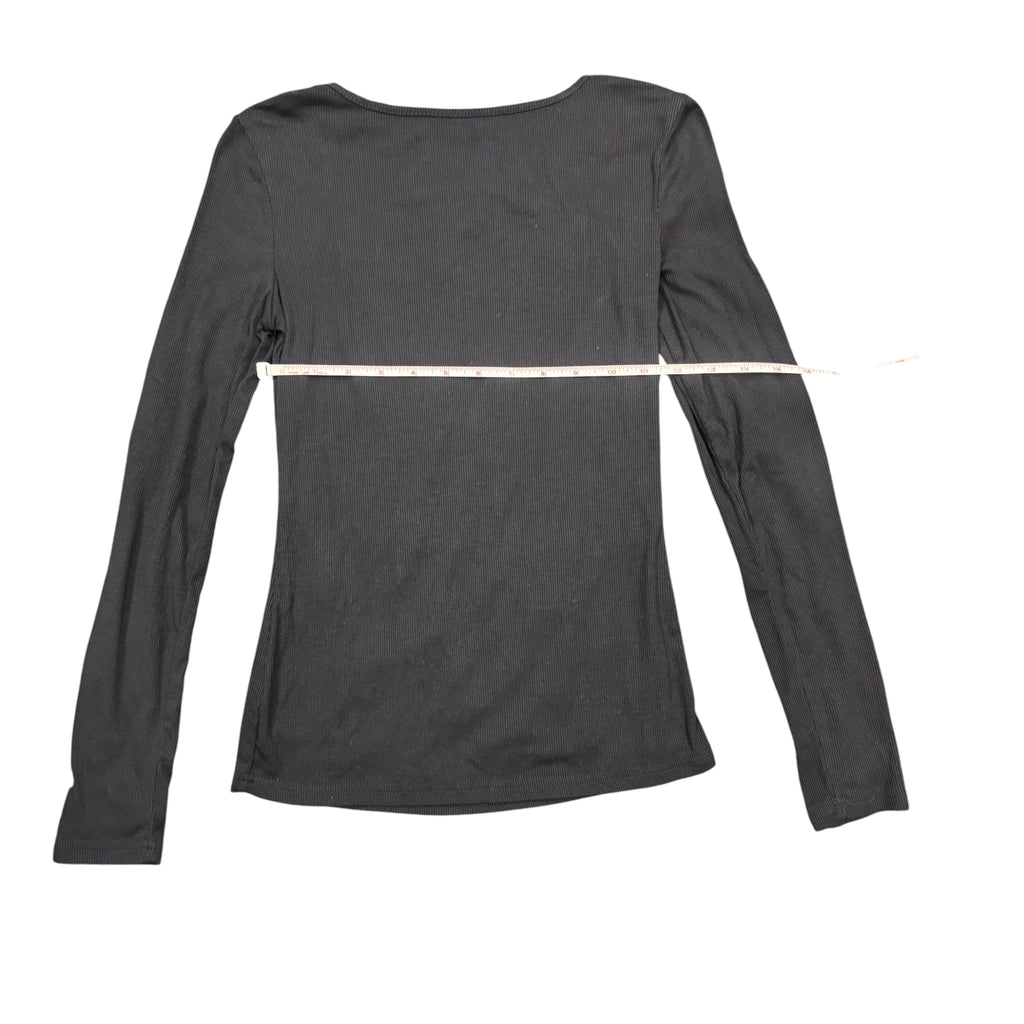 SHEIN Black Long Sleeve Peekaboo Back Top Size Small - RF