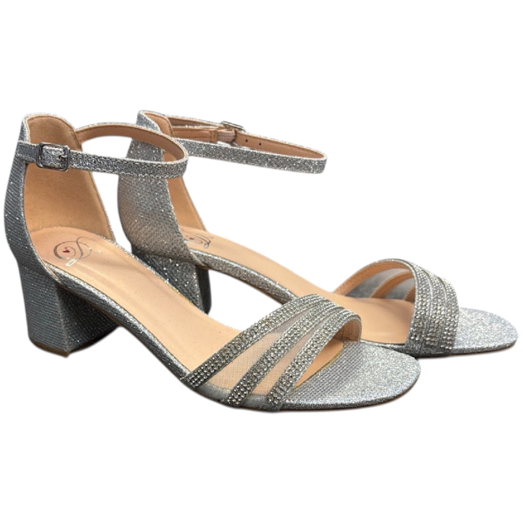 FD Silver Ankle Strap Dress Heel
