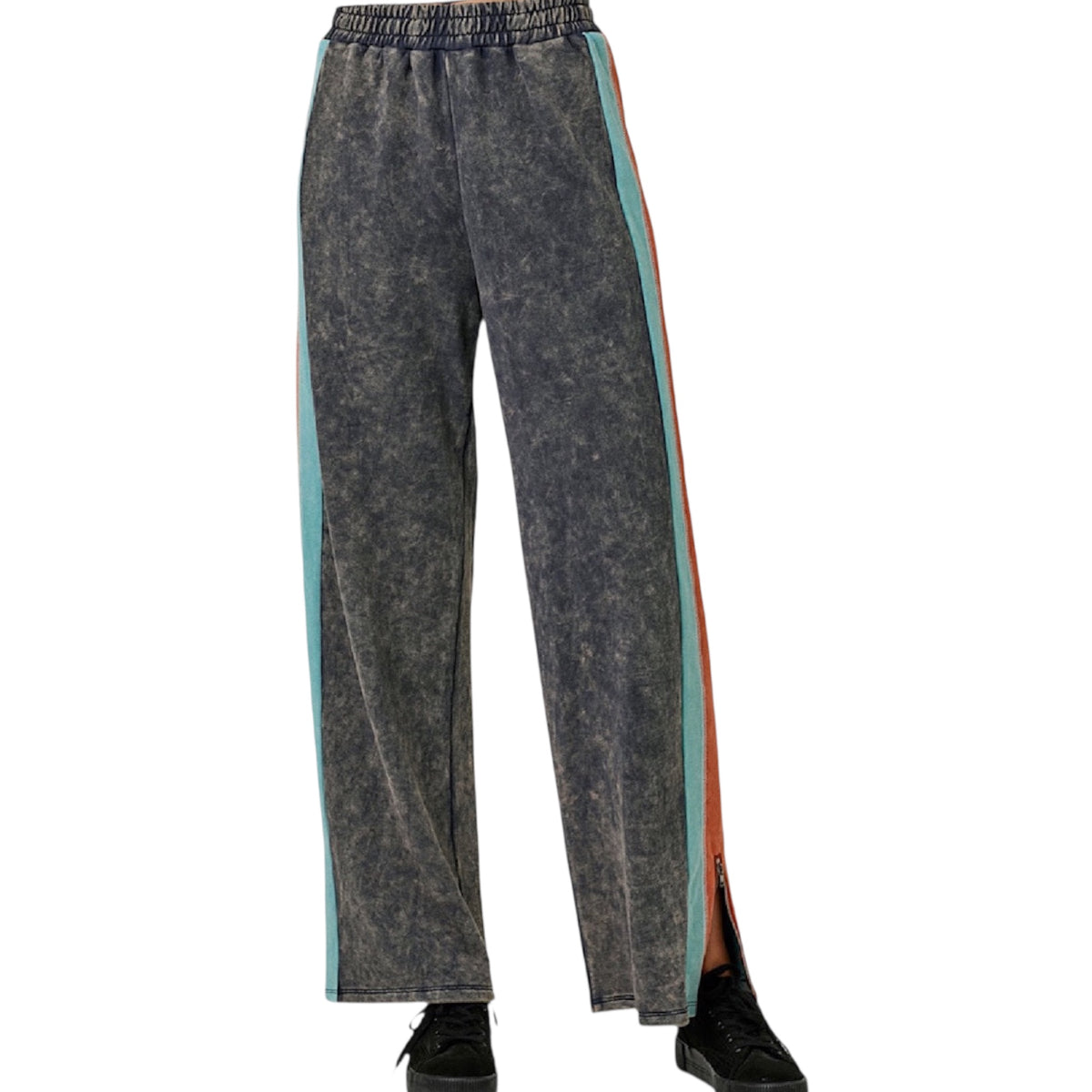 Navy Color Block Terry Pants