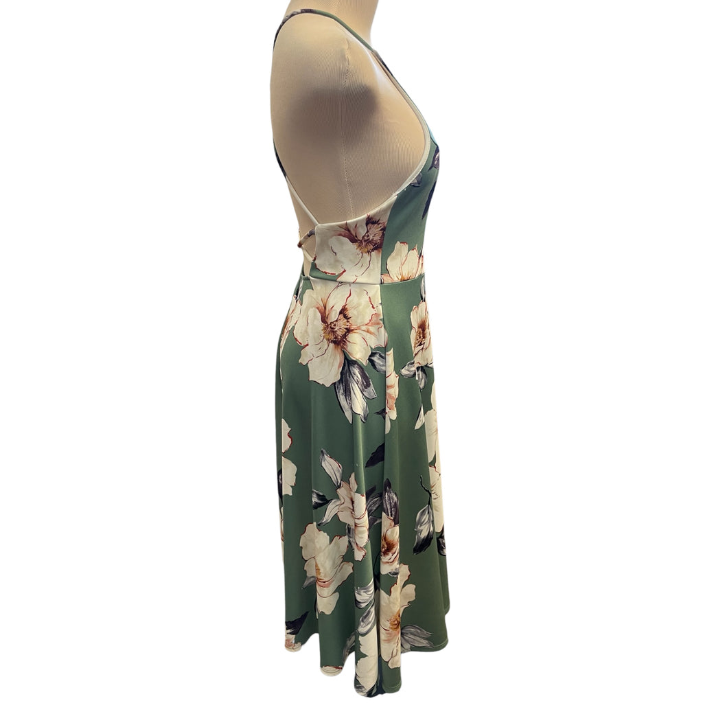 Soprano Sage Green Floral Midi Dress Size M - RF