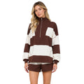 Brown Wide Stripe Knit Top and Short Set