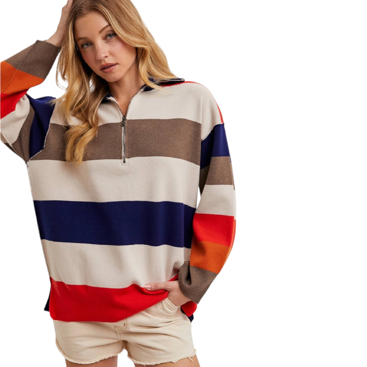 Multi Color Block Striped Pullover