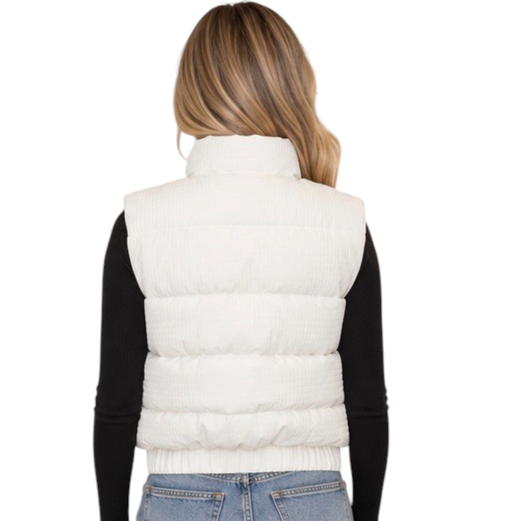 Cream Textured Puffer Vest