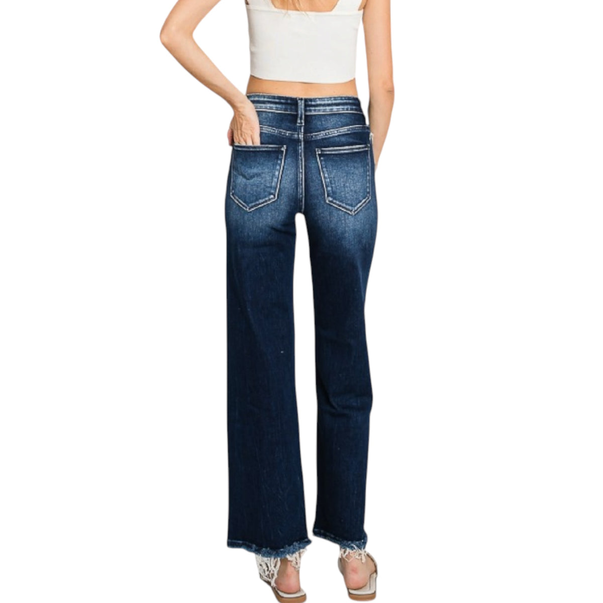 Petra153 - P489WF-DK SUPER HIGH RISE STRETCH CLASSIC STRAIGHT JEANS