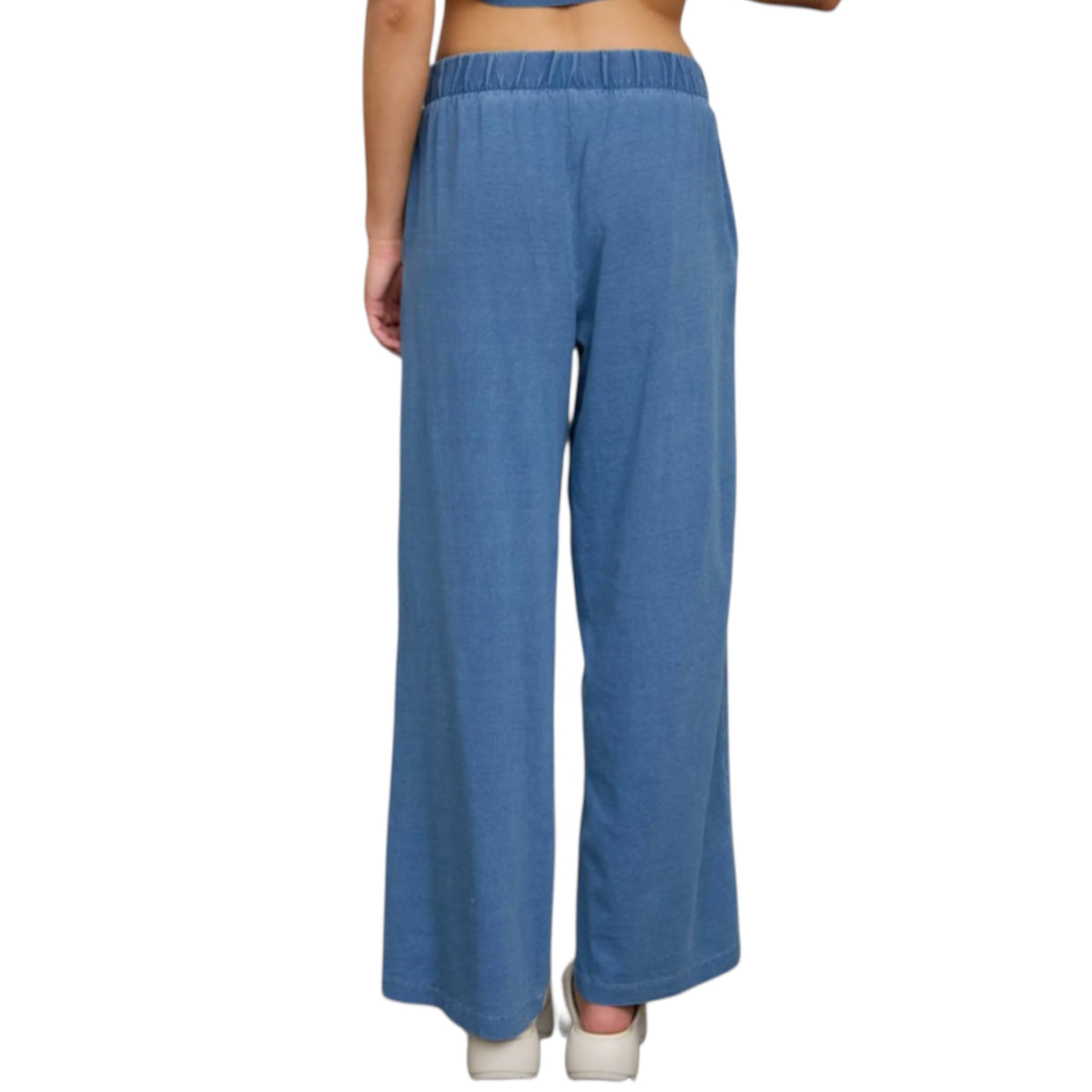 Dark Denim Knit Vest & Wide Leg Pants Set