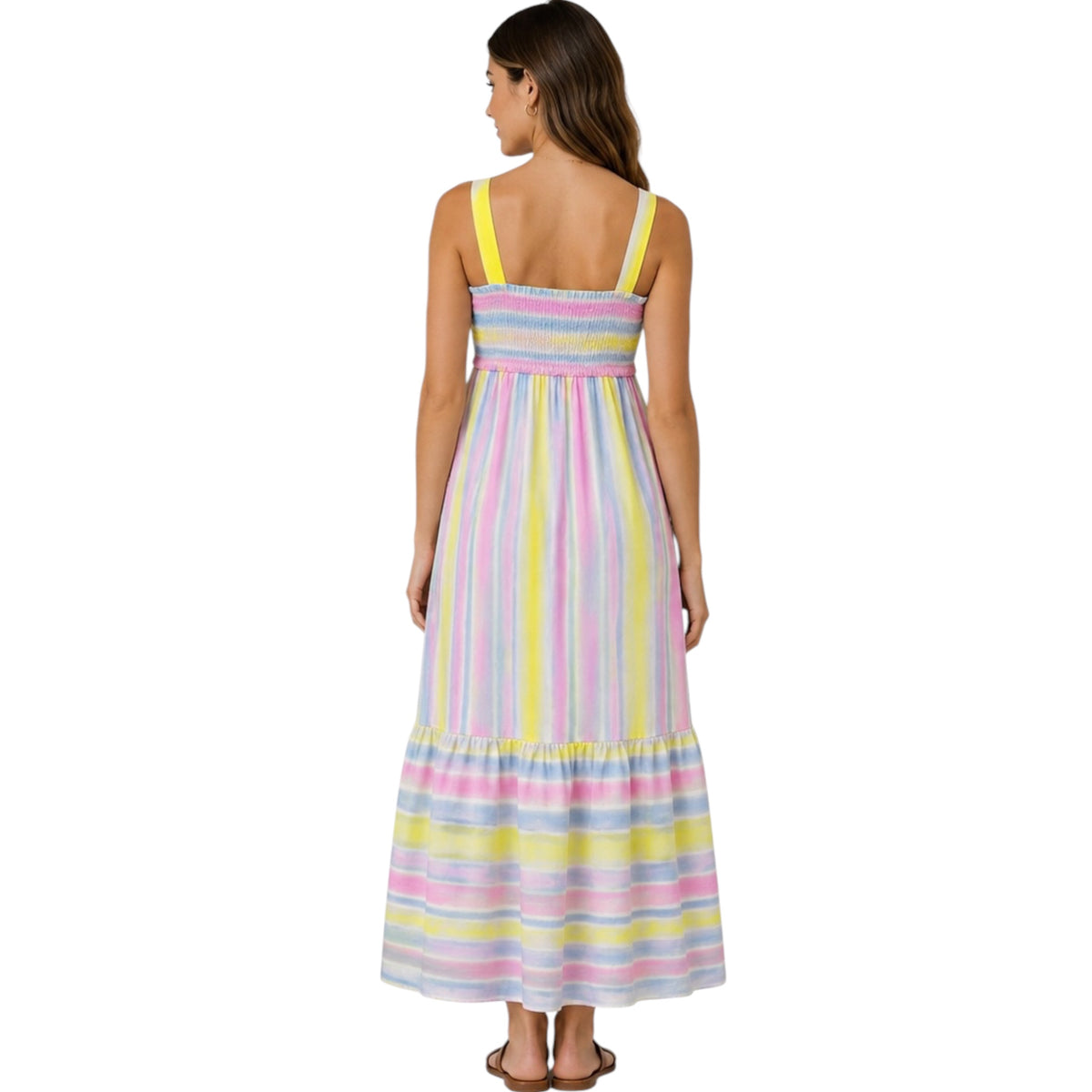 Sunrise Pastel Stripe Smocked Maxi Dress