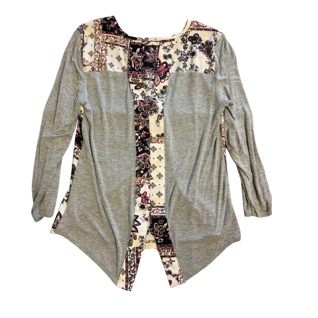 Maurices Grey 3/4 Sleeve Floral Top Size M - RF