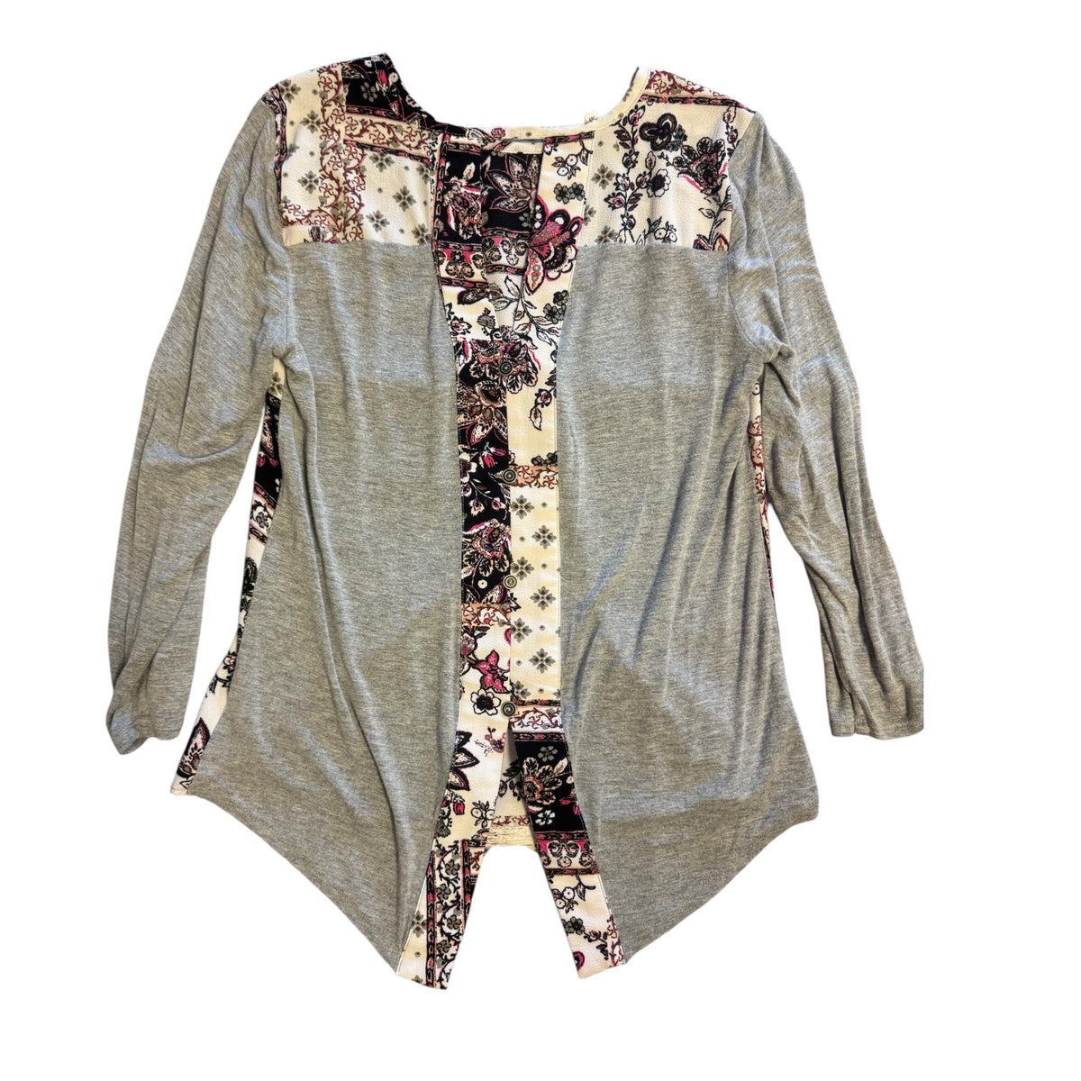 Maurices Grey 3/4 Sleeve Floral Top Size M - RF