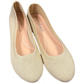 Beige Woven Classic Slip On Flats