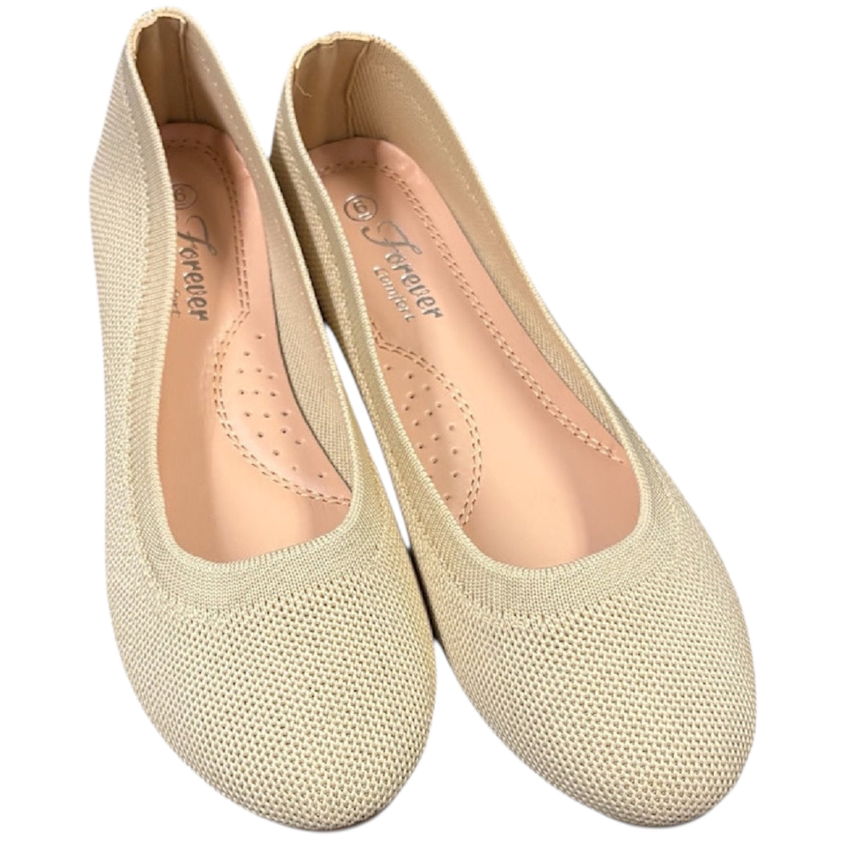 Beige Woven Classic Slip On Flats