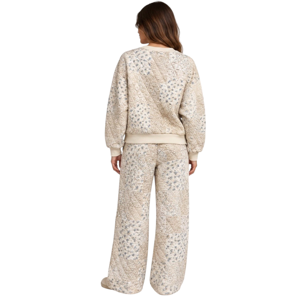 Cream Floral Patchwork Top and Pant Set