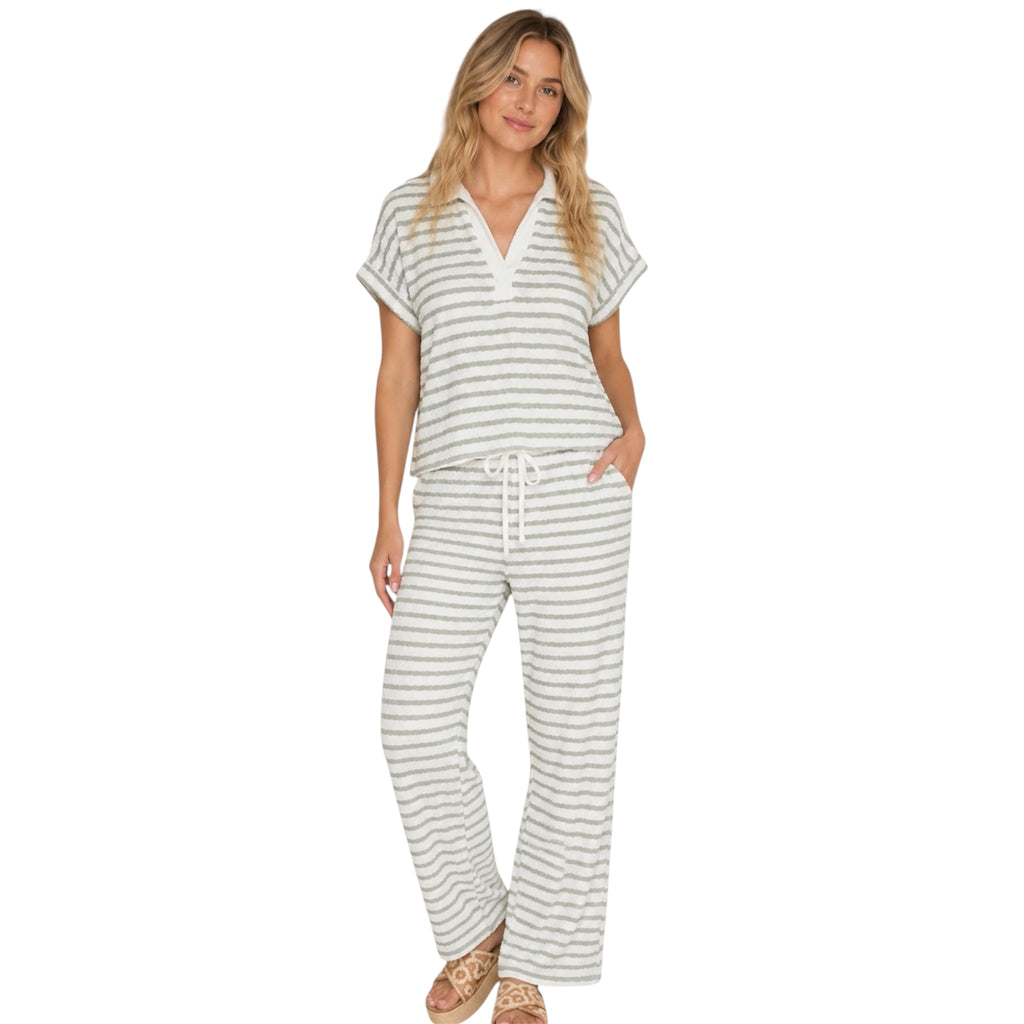 Olive Stripe Top and Pant Set