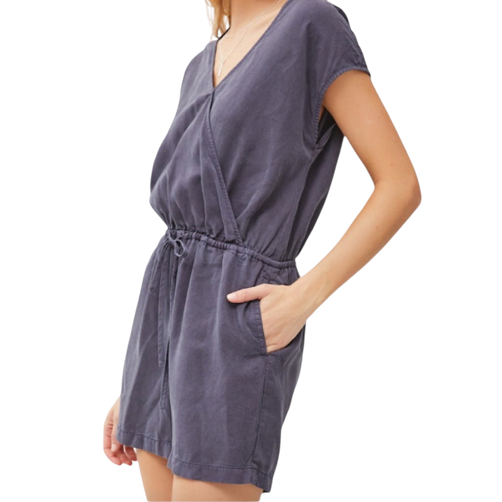 Slate Short Sleeve Tencel Romper