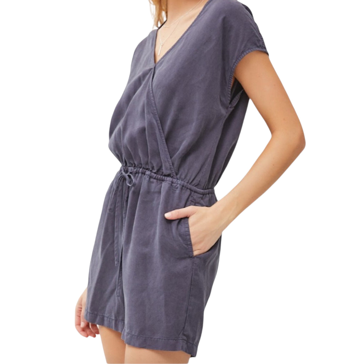 Slate Short Sleeve Tencel Romper