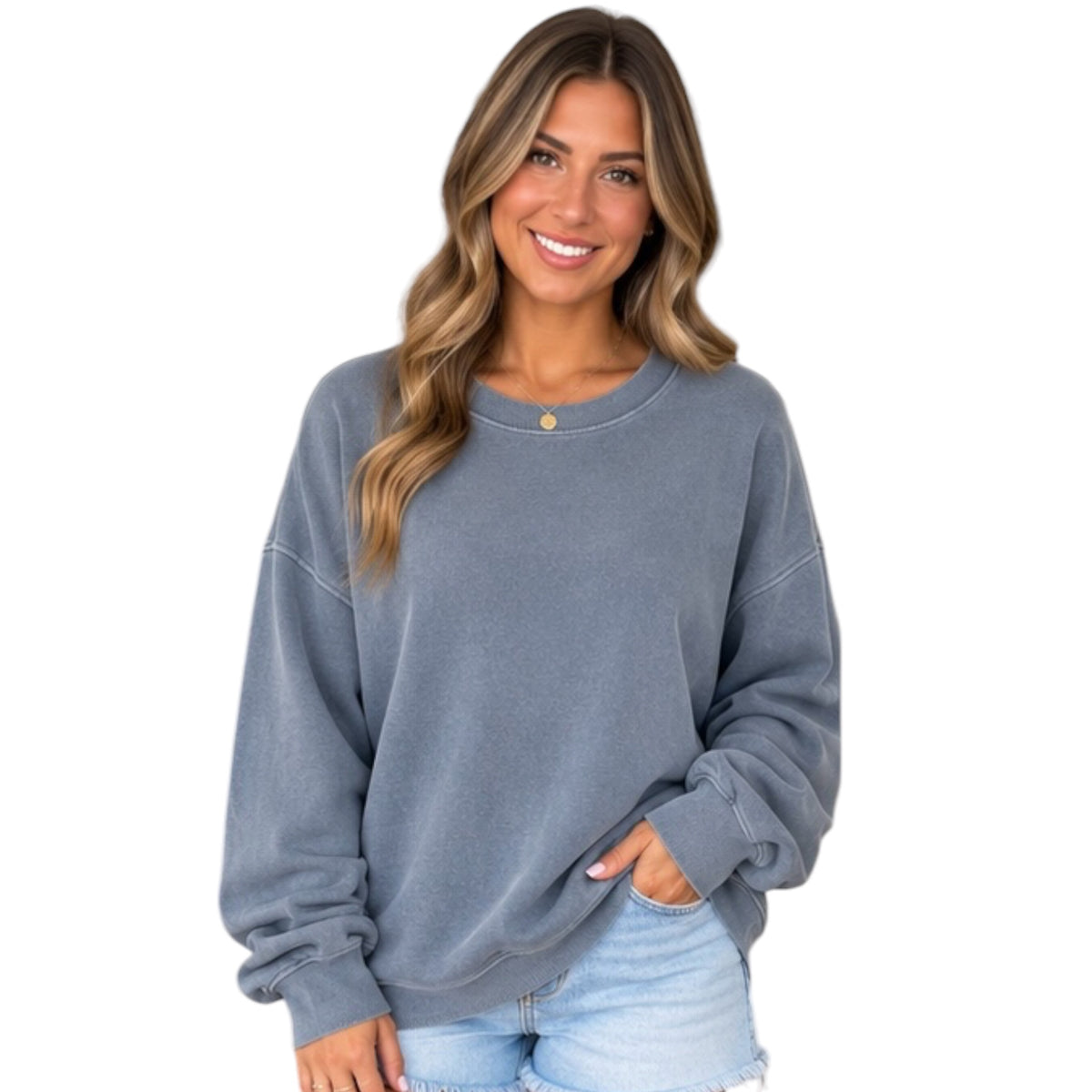 Dusty Navy Mineral Washed Oversized Sweatshirt