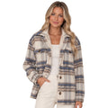 Cream/Blue Plaid Fur Lined Shacket