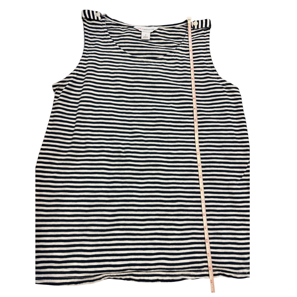 Liz Claiborne Dark Navy & White Striped Sleeveless Top Size Small - RF