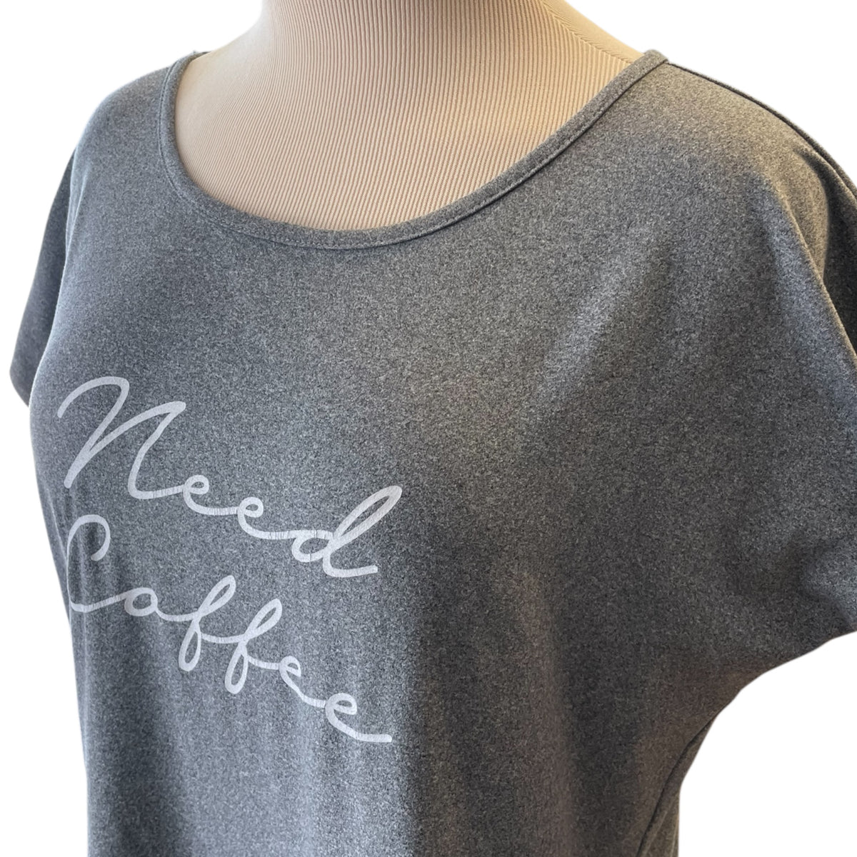 Free Kisses Grey "Need Coffee" Nightgown Size M - RF