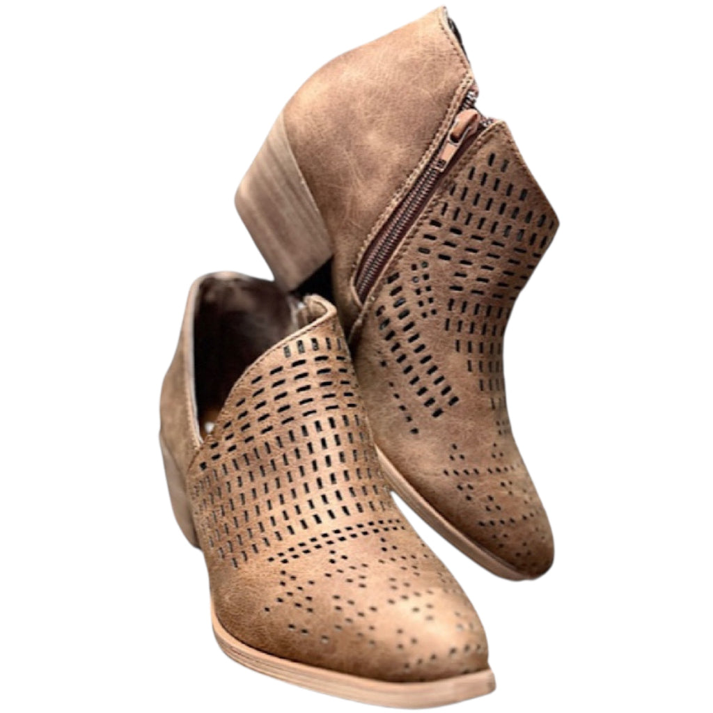 Very G Tan Laserette Booties