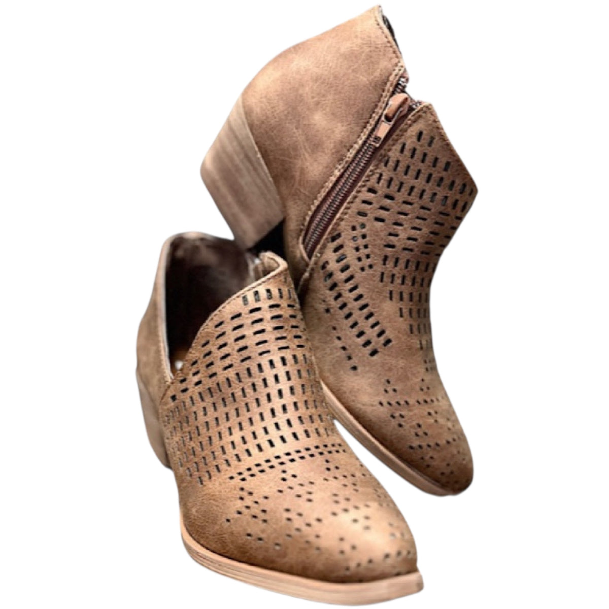 Very G Tan Laserette Booties