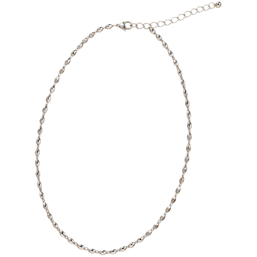 Silver Puffed Mariner Link Chain Necklace