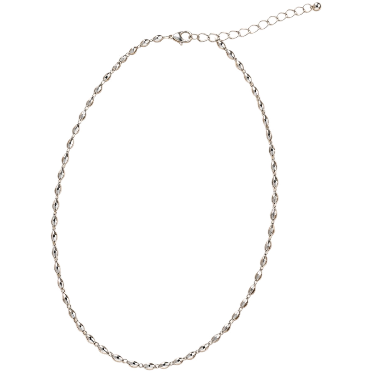 Silver Puffed Mariner Link Chain Necklace