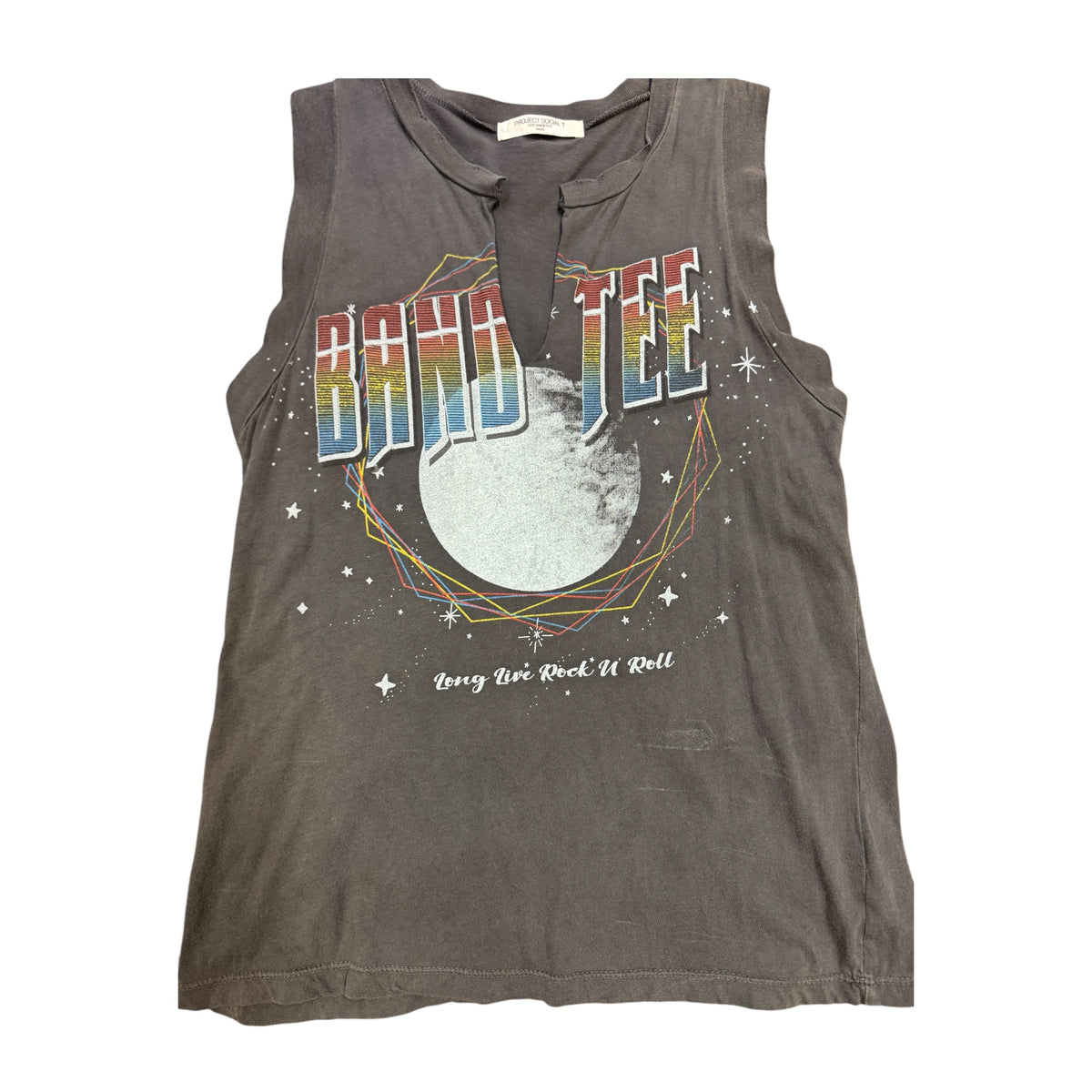 Project Social T Dark Grey V-Neck Band Tee Size Small-RF