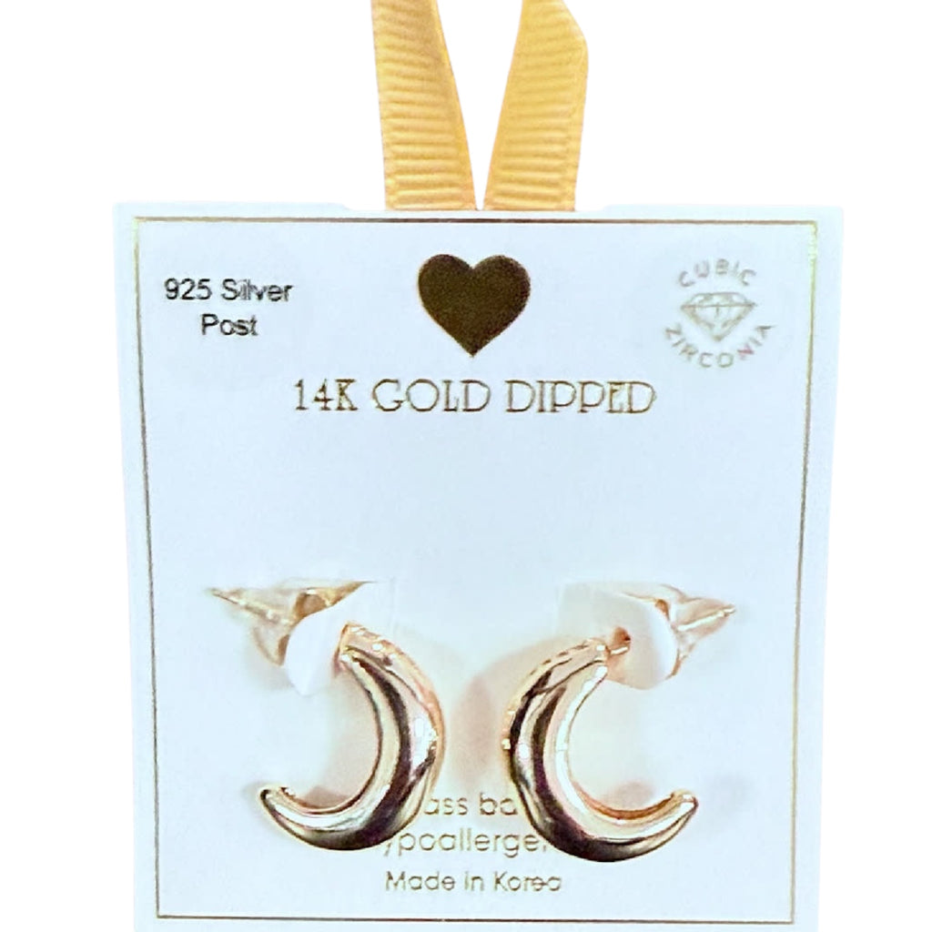 Yellow Ribbon Chunky CZ Accent Hoops