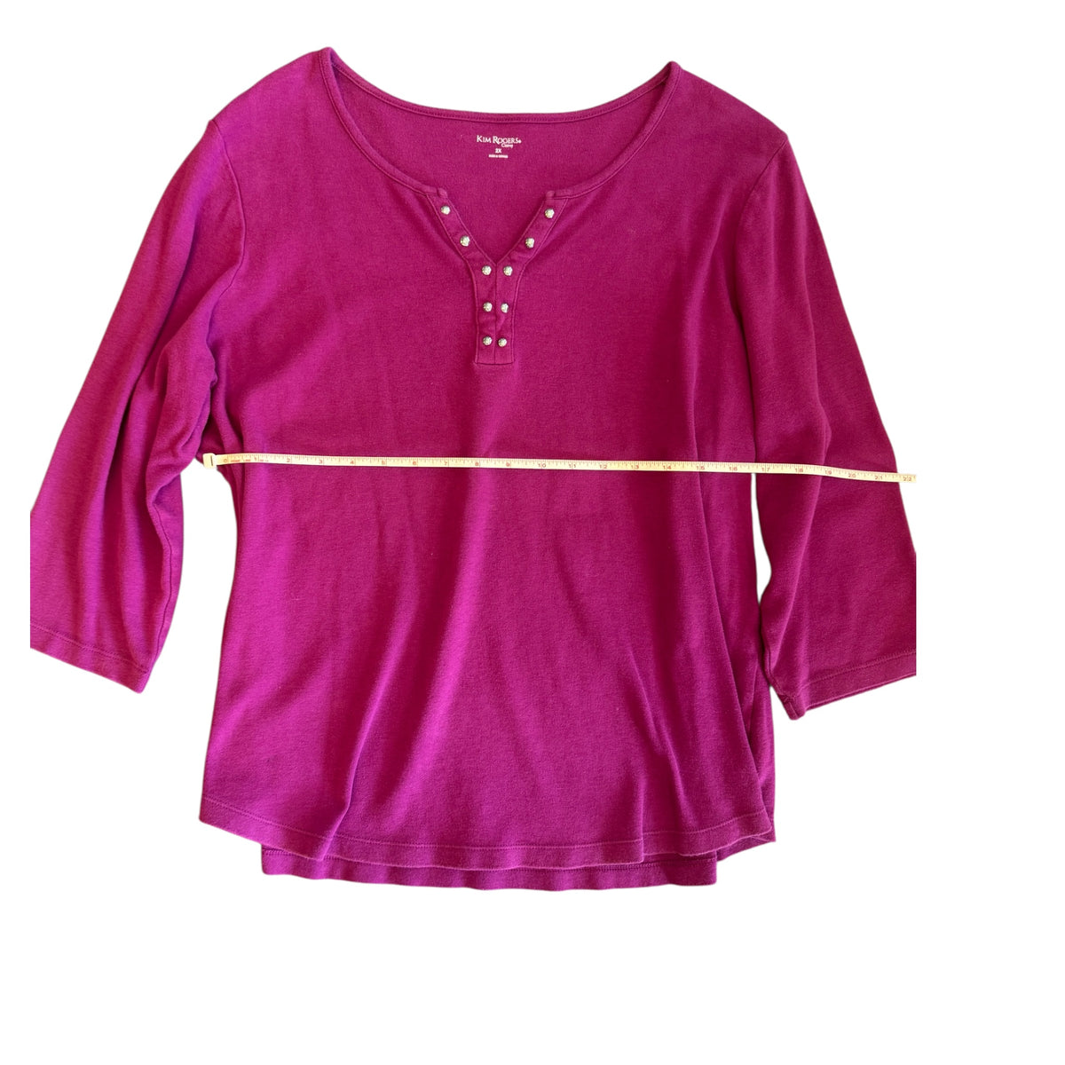Kim Rogers Raspberry 3/4 Sleeve Top Size 2X - RF