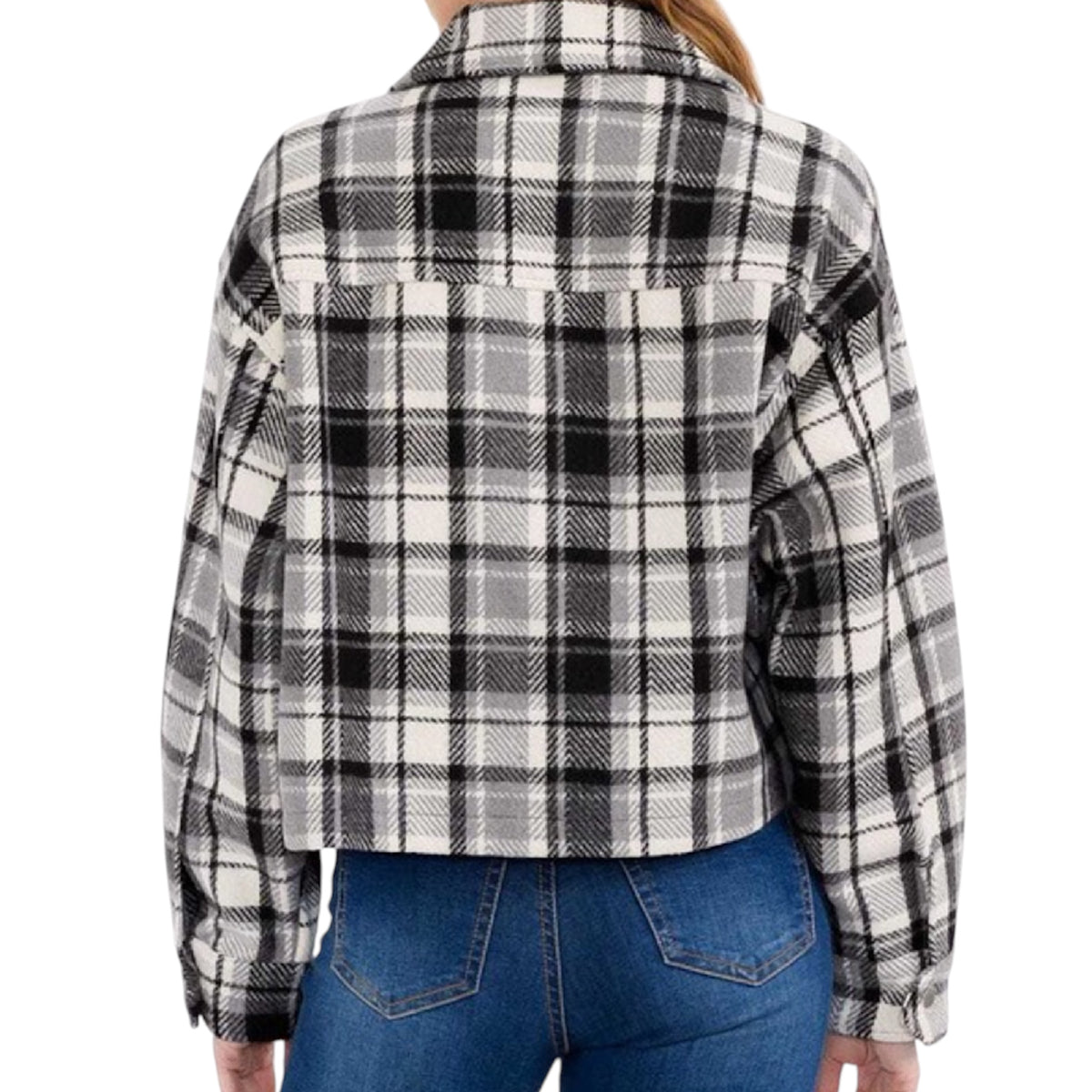 Black Plaid Cropped Jacket