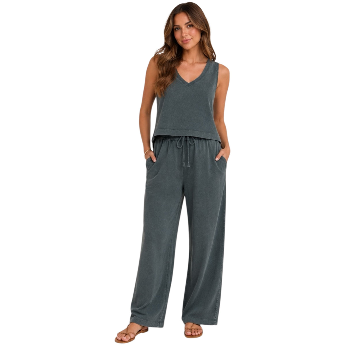 Z Supply Sloane V-Neck Top Emerald Cove