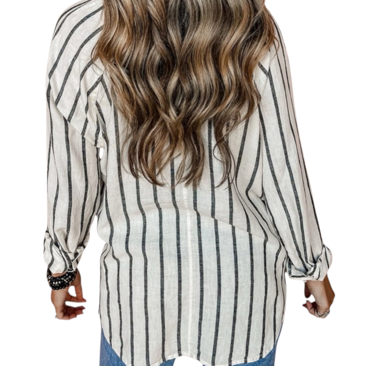 Black Stripe Oversized Button Down
