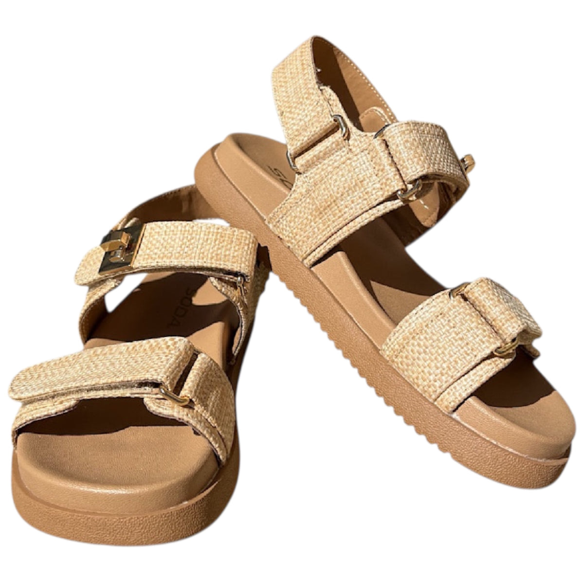 Natural Raffia Woven Double Strap Sandal