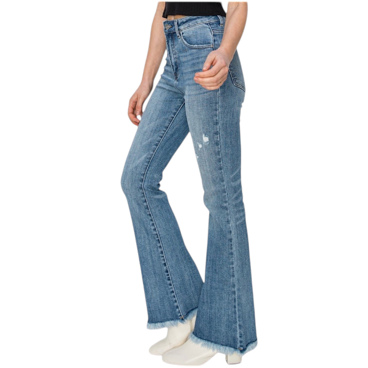 Risen RDP1277CH H/R Medium Ankle Bootcut Frayed Hem