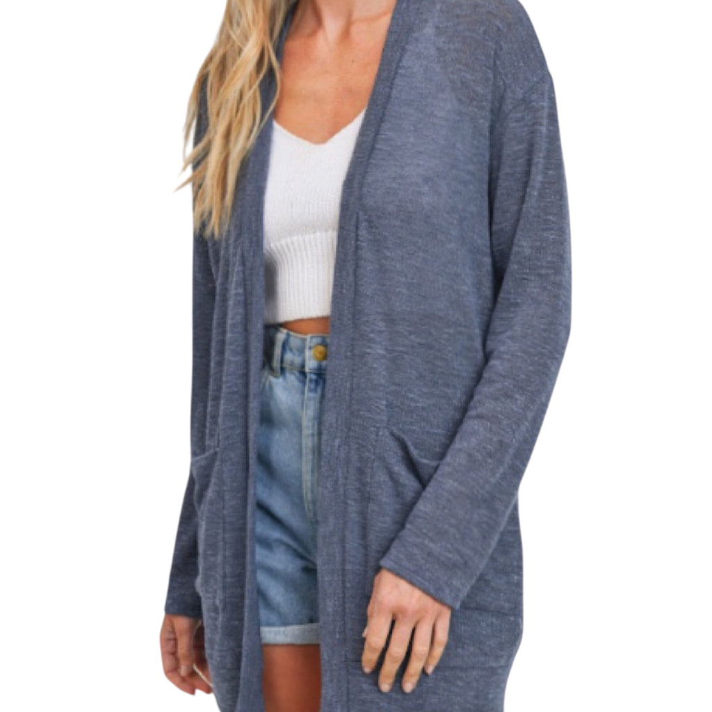 Indigo L/S Open Cardigan
