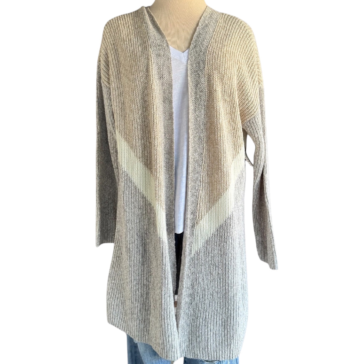 Maurices Grey Multi Color Knit Cardigan Size Large-RF