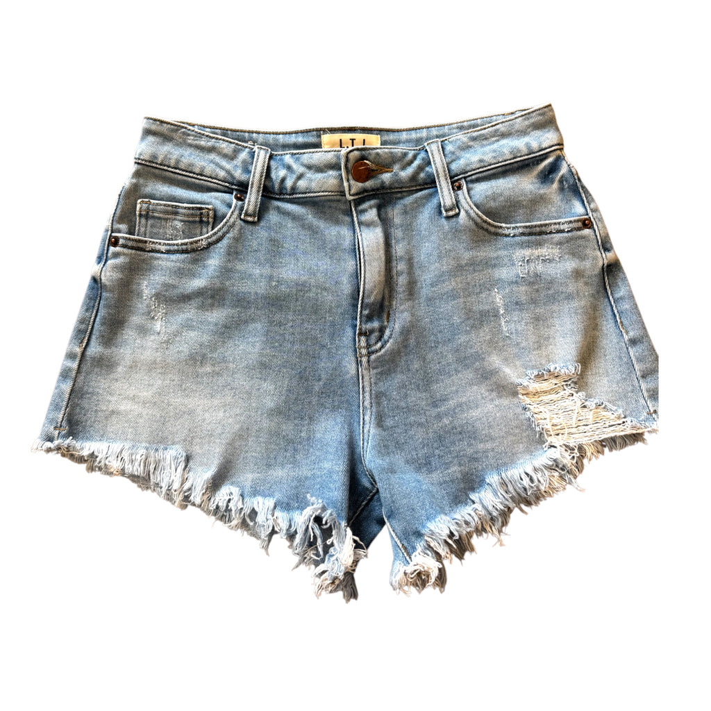 L.T.J Light Wash Distressed Denim Shorts Size S - RF