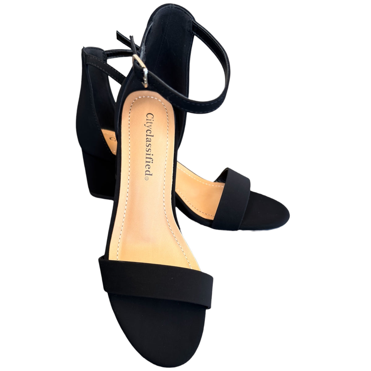 Black Block Heel Ankle Strap Sandal