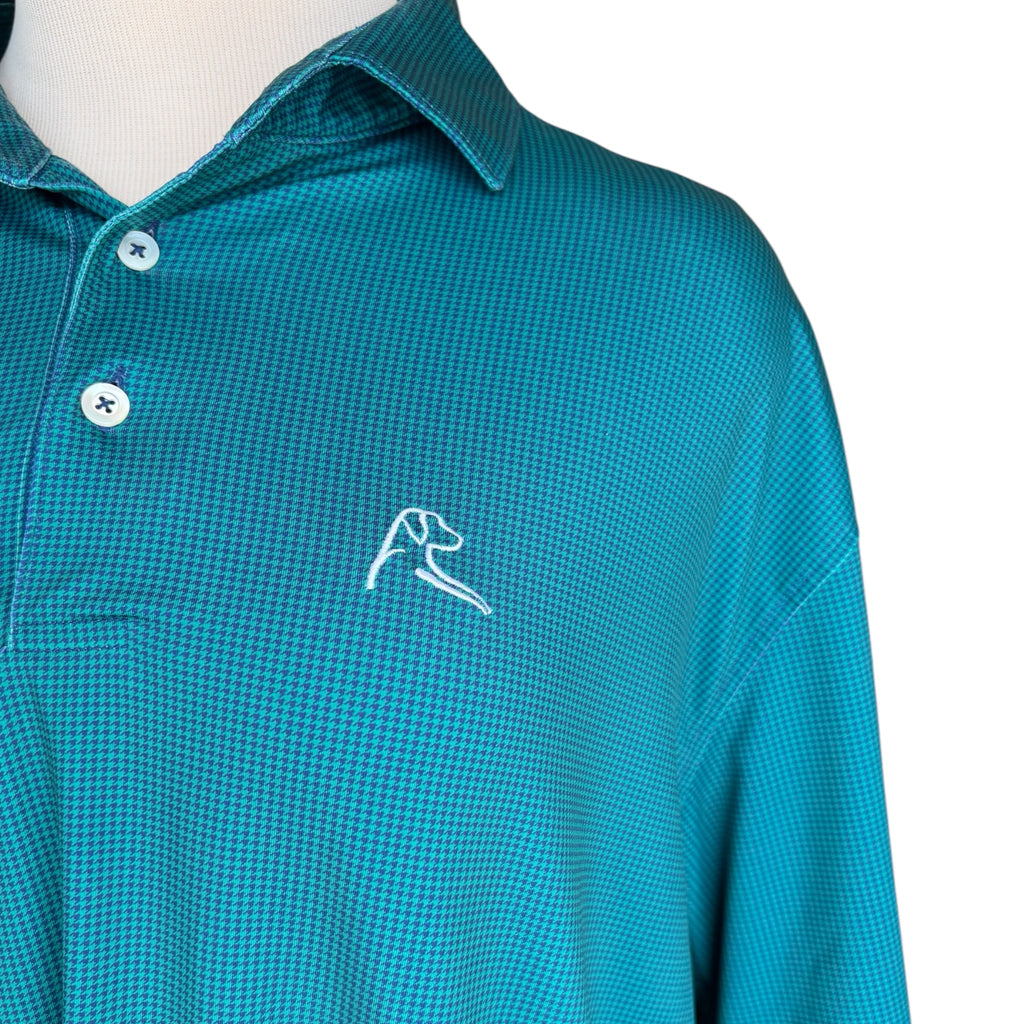 RHOBACK Hunter Green Houndstooth Polo Size XL-RF