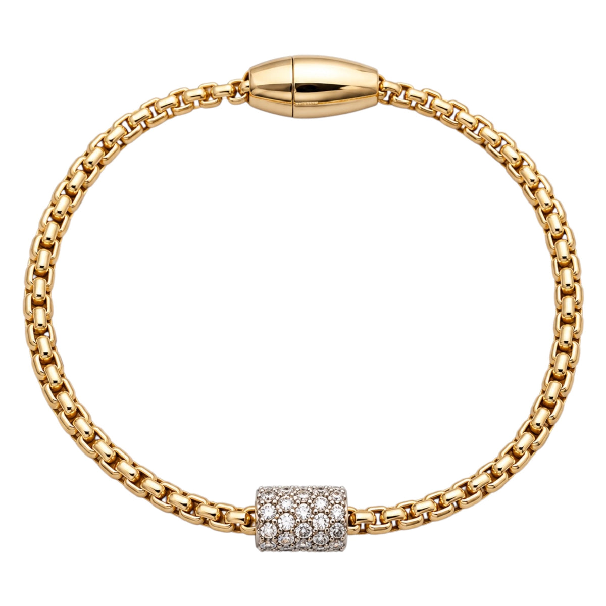 MX 14K Gold Plated Box Chain Barrel Bracelet