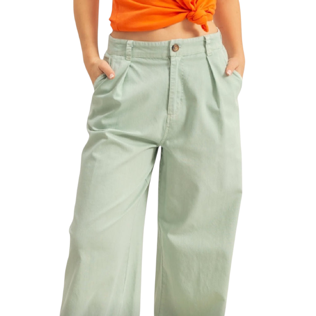 Mint High Waist Basic Wide Leg Pants