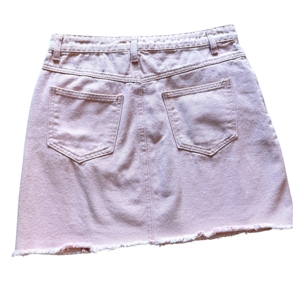 Sadie & Sage Pink Denim Button Fly Skirt Size Small-RF