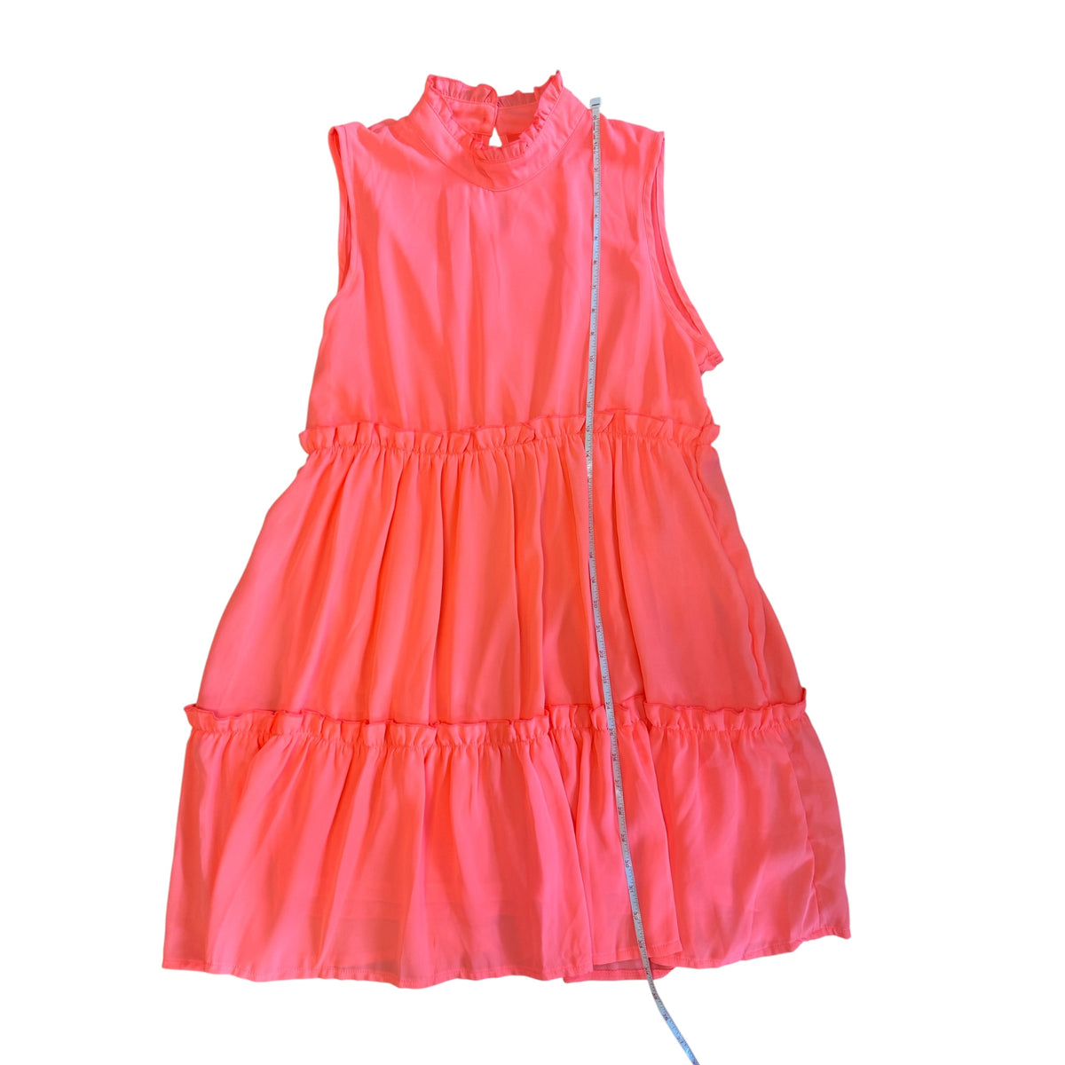 Racheal Bright Coral Sleeveless Tiered Mini Dress Size Large-RF