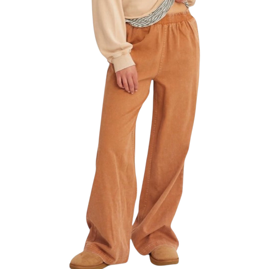 Chocolate High Waist Wide Leg Pants with Elastic Waist