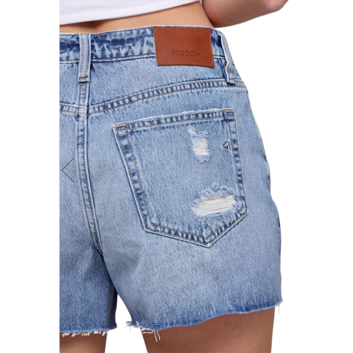 HD4316-ML Distressed High Rise Shorts