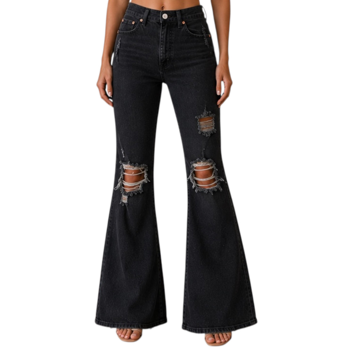 DAZE D00016218SA Black Ripped Flare Jeans Size 27 - RF